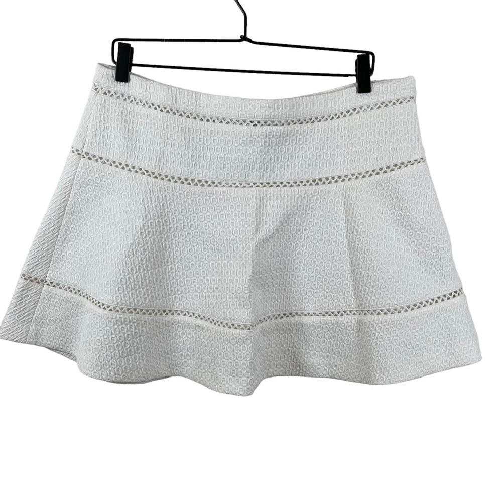 Banana Republic Womens Flare Skirt White Geometric Mini Lined Cutout Zip 12 New